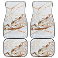 White Gold Grunge Marble Print Front and Back Car Floor Mats