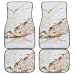 White Gold Grunge Marble Print Front and Back Car Floor Mats