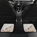 White Gold Grunge Marble Print Front and Back Car Floor Mats