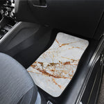 White Gold Grunge Marble Print Front and Back Car Floor Mats