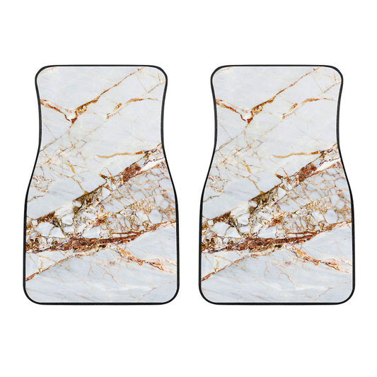 White Gold Grunge Marble Print Front Car Floor Mats