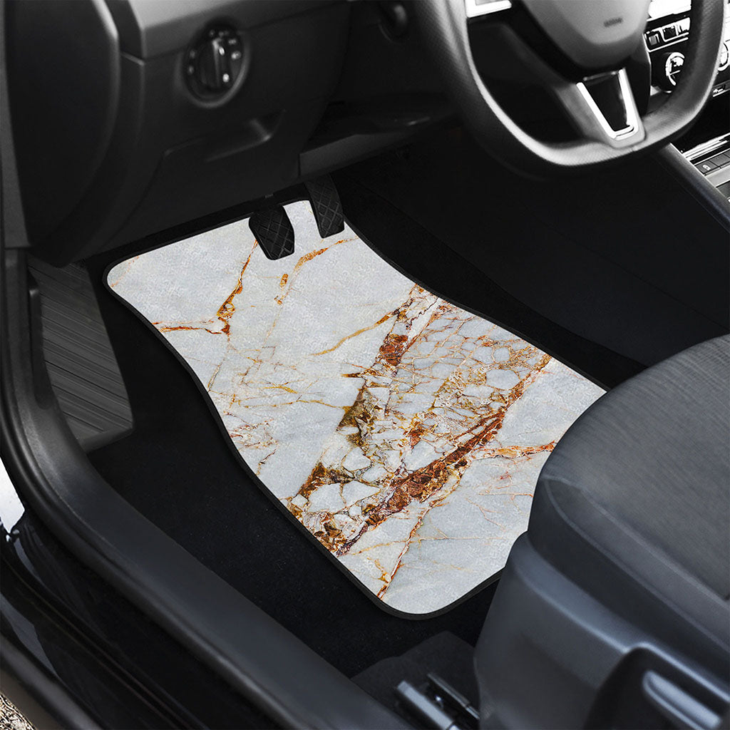 White Gold Grunge Marble Print Front Car Floor Mats
