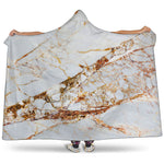 White Gold Grunge Marble Print Hooded Blanket