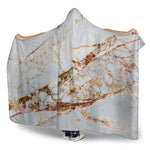 White Gold Grunge Marble Print Hooded Blanket