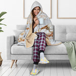 White Gold Grunge Marble Print Hooded Blanket