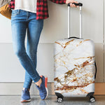 White Gold Grunge Marble Print Luggage Cover GearFrost