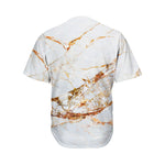White Gold Grunge Marble Print Men's Baseball Jersey