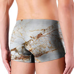 White Gold Grunge Marble Print Men's Boxer Briefs
