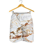 White Gold Grunge Marble Print Men's Shorts