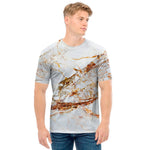 White Gold Grunge Marble Print Men's T-Shirt