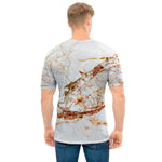 White Gold Grunge Marble Print Men's T-Shirt