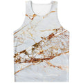 White Gold Grunge Marble Print Men's Tank Top