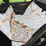 White Gold Grunge Marble Print Pet Car Back Seat Cover