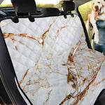 White Gold Grunge Marble Print Pet Car Back Seat Cover