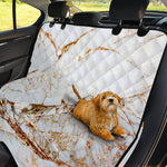 White Gold Grunge Marble Print Pet Car Back Seat Cover
