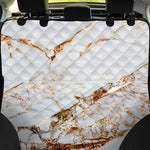 White Gold Grunge Marble Print Pet Car Back Seat Cover