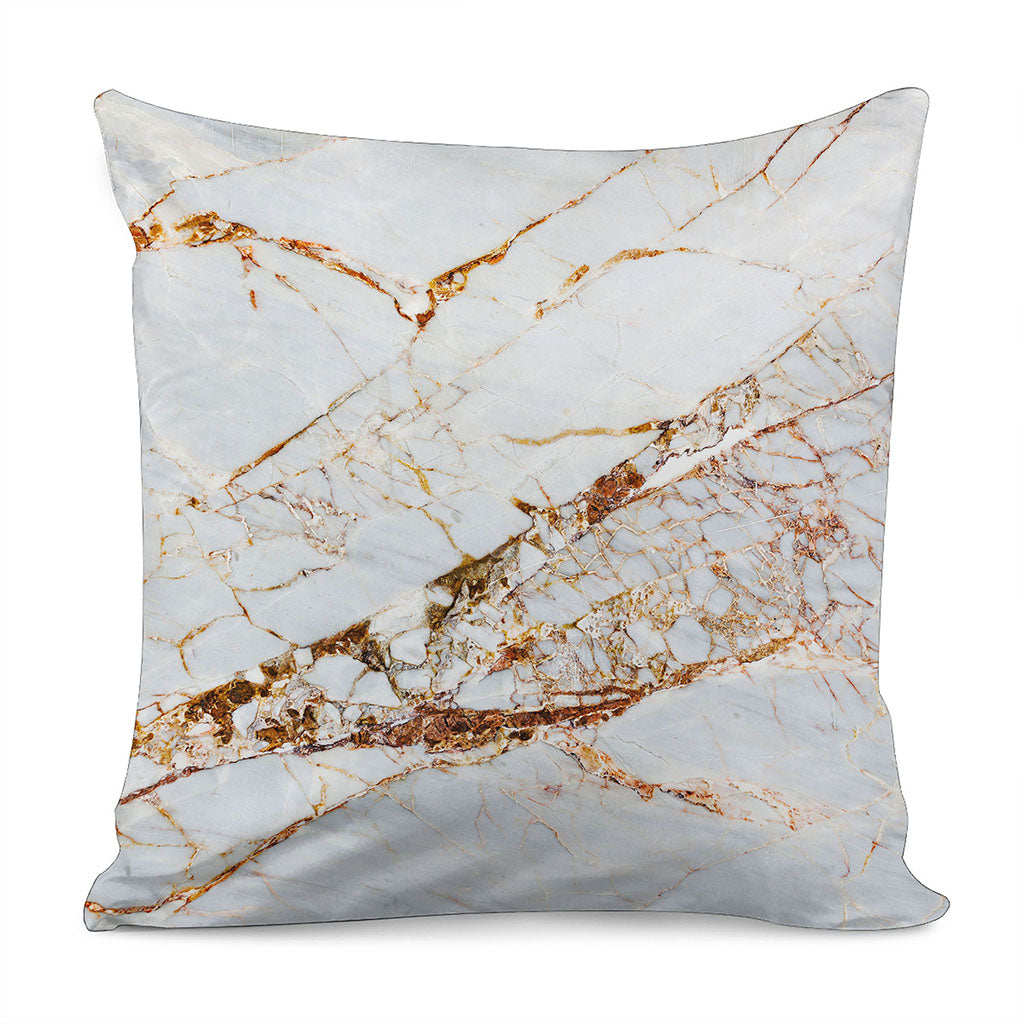 White Gold Grunge Marble Print Pillow Cover