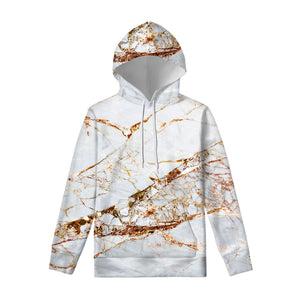 White Gold Grunge Marble Print Pullover Hoodie – GearFrost