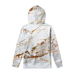 White Gold Grunge Marble Print Pullover Hoodie