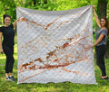 White Gold Grunge Marble Print Quilt