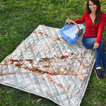 White Gold Grunge Marble Print Quilt