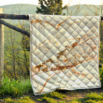 White Gold Grunge Marble Print Quilt