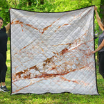 White Gold Grunge Marble Print Quilt