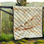 White Gold Grunge Marble Print Quilt