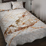 White Gold Grunge Marble Print Quilt Bed Set