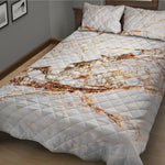 White Gold Grunge Marble Print Quilt Bed Set