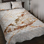 White Gold Grunge Marble Print Quilt Bed Set