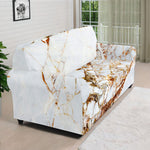 White Gold Grunge Marble Print Sofa Cover