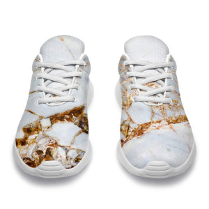 White Gold Grunge Marble Print Sport Shoes GearFrost