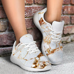 White Gold Grunge Marble Print Sport Shoes GearFrost