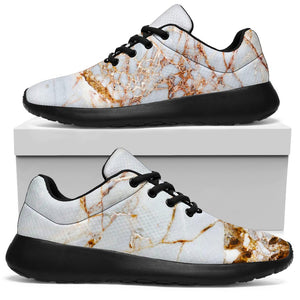 White Gold Grunge Marble Print Sport Shoes GearFrost