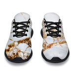 White Gold Grunge Marble Print Sport Shoes GearFrost