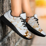 White Gold Grunge Marble Print Sport Shoes GearFrost