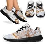 White Gold Grunge Marble Print Sport Shoes GearFrost