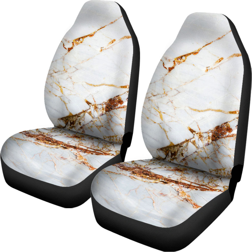 White Gold Grunge Marble Print Universal Fit Car Seat Covers