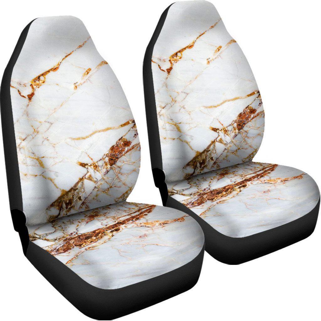 White Gold Grunge Marble Print Universal Fit Car Seat Covers