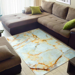 White Gold Marble Print Area Rug GearFrost