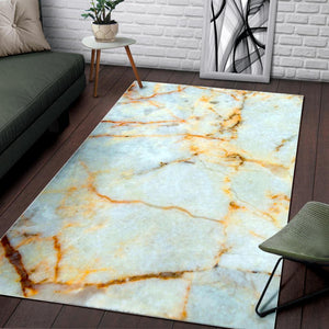 White Gold Marble Print Area Rug GearFrost