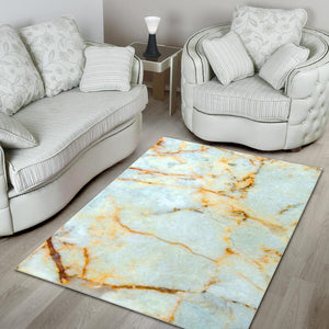 White Gold Marble Print Area Rug GearFrost