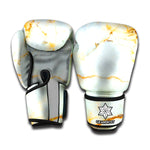White Gold Marble Print Boxing Gloves