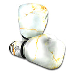 White Gold Marble Print Boxing Gloves