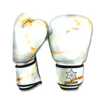 White Gold Marble Print Boxing Gloves