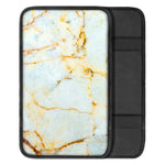 White Gold Marble Print Car Center Console Cover