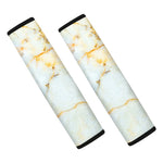 White Gold Marble Print Car Seat Belt Covers