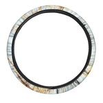 White Gold Marble Print Car Steering Wheel Cover