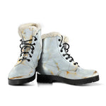 White Gold Marble Print Comfy Boots GearFrost